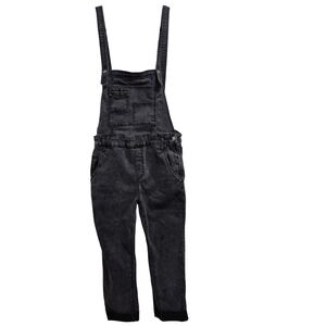 Free People Black Acid Wash Denim Overalls Women Size W31 Relaxed Fit